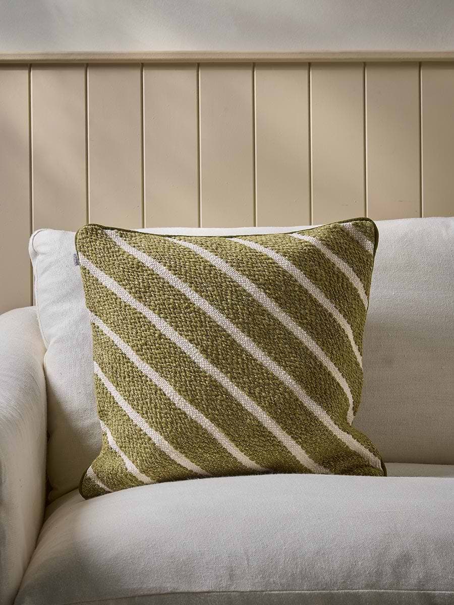 Textured Wide Stripe Cushion - Olive
