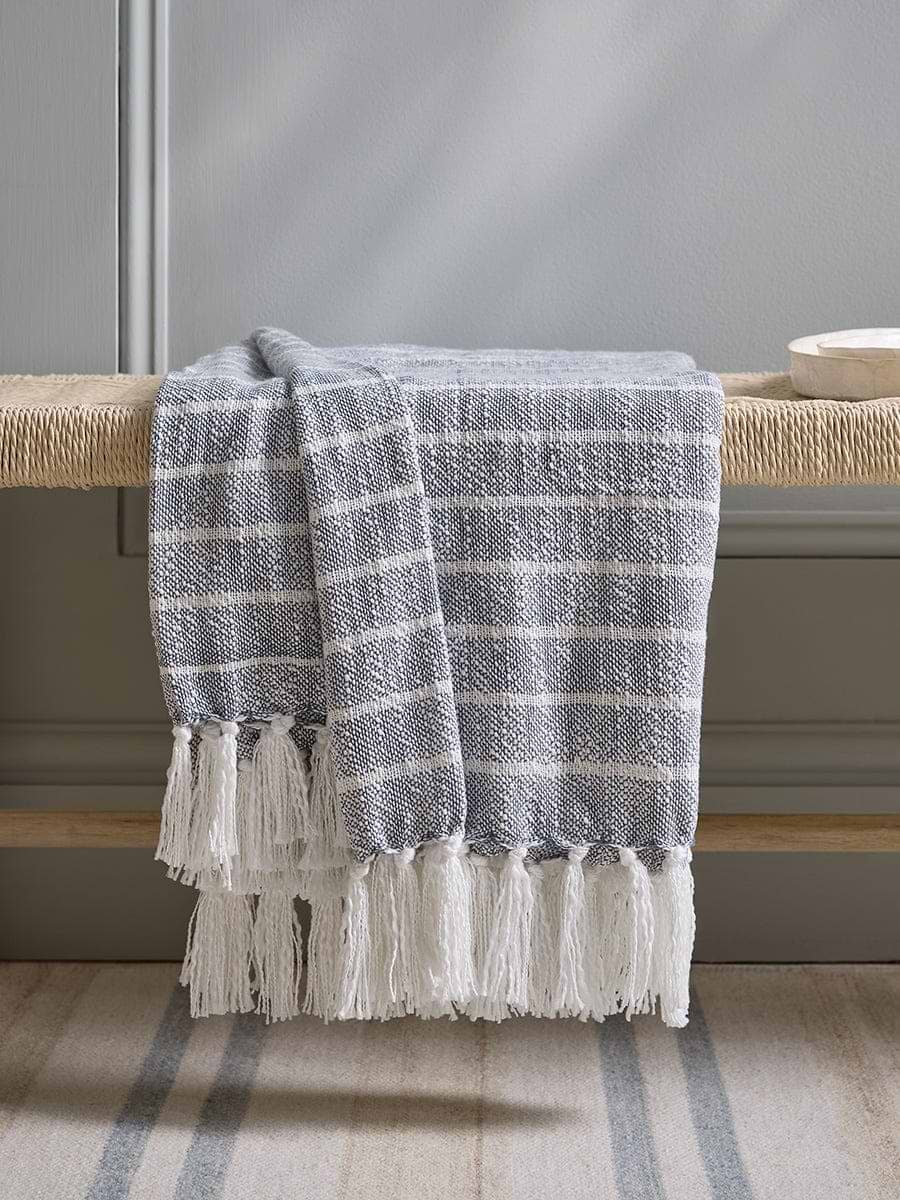 Soft Stripe Throw - Washed Blue