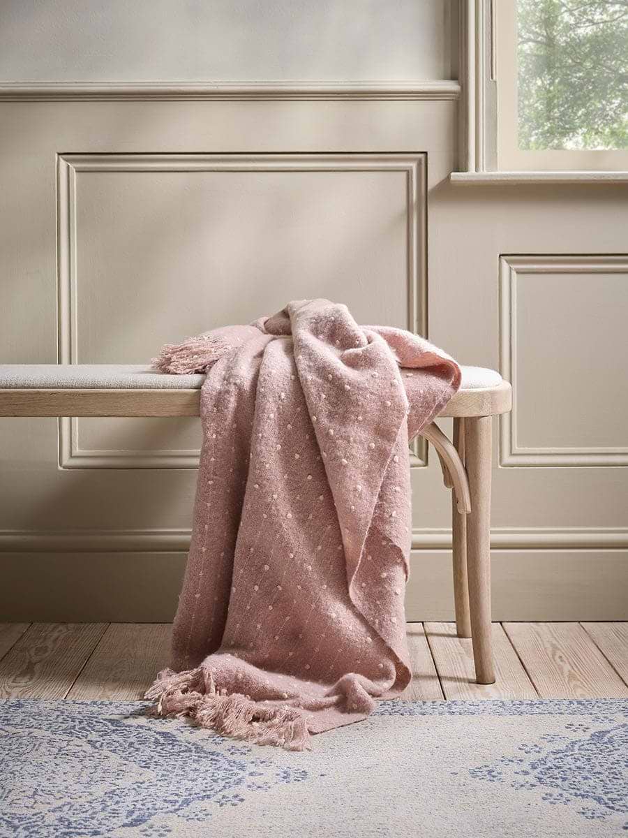 Dusty Pink French Knot Throw