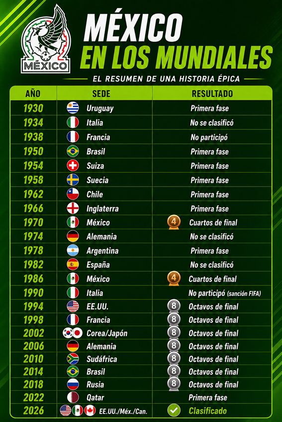 clasificacion de mexico en los mundiales