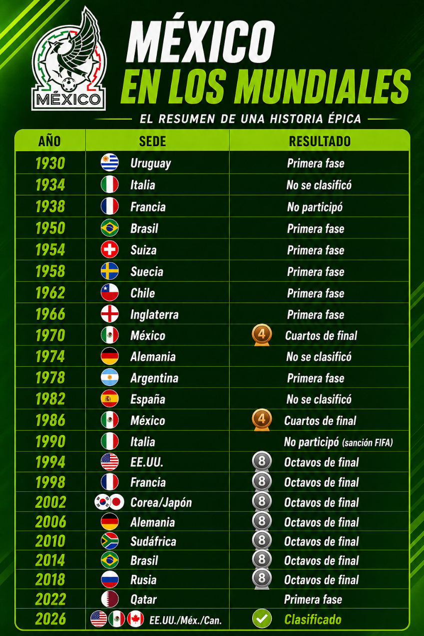 participación de México en los mundiales FIFA