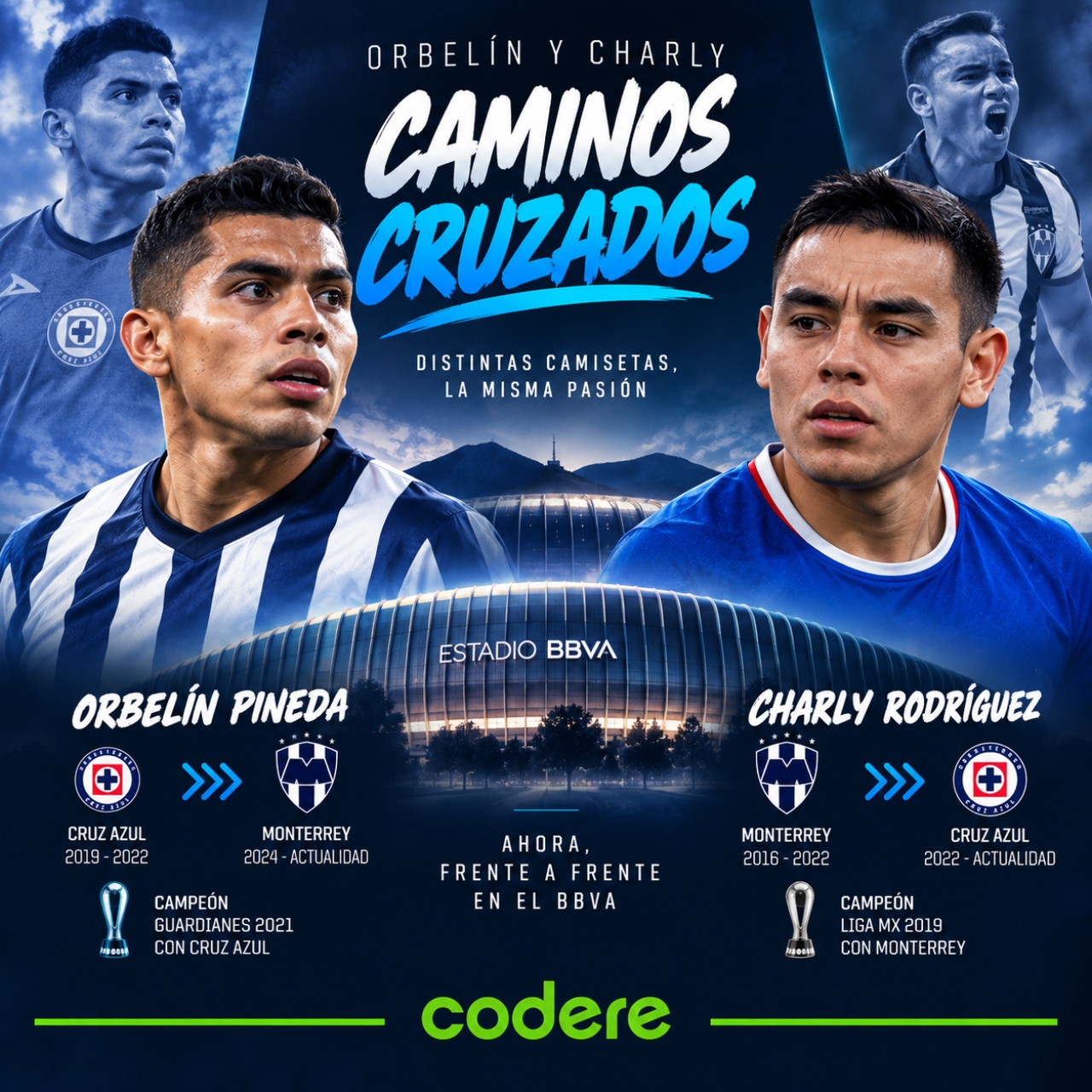 Oberlin Pineda y Charly Rodriguez en el Monterrey vs Cruz Azul