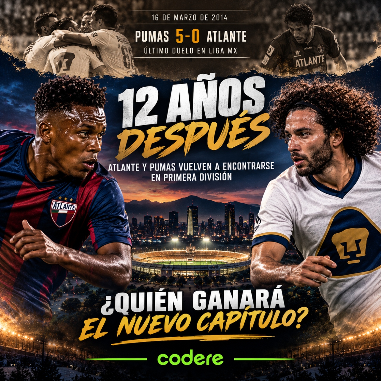 historial de partidos entre Atlante vs Pumas