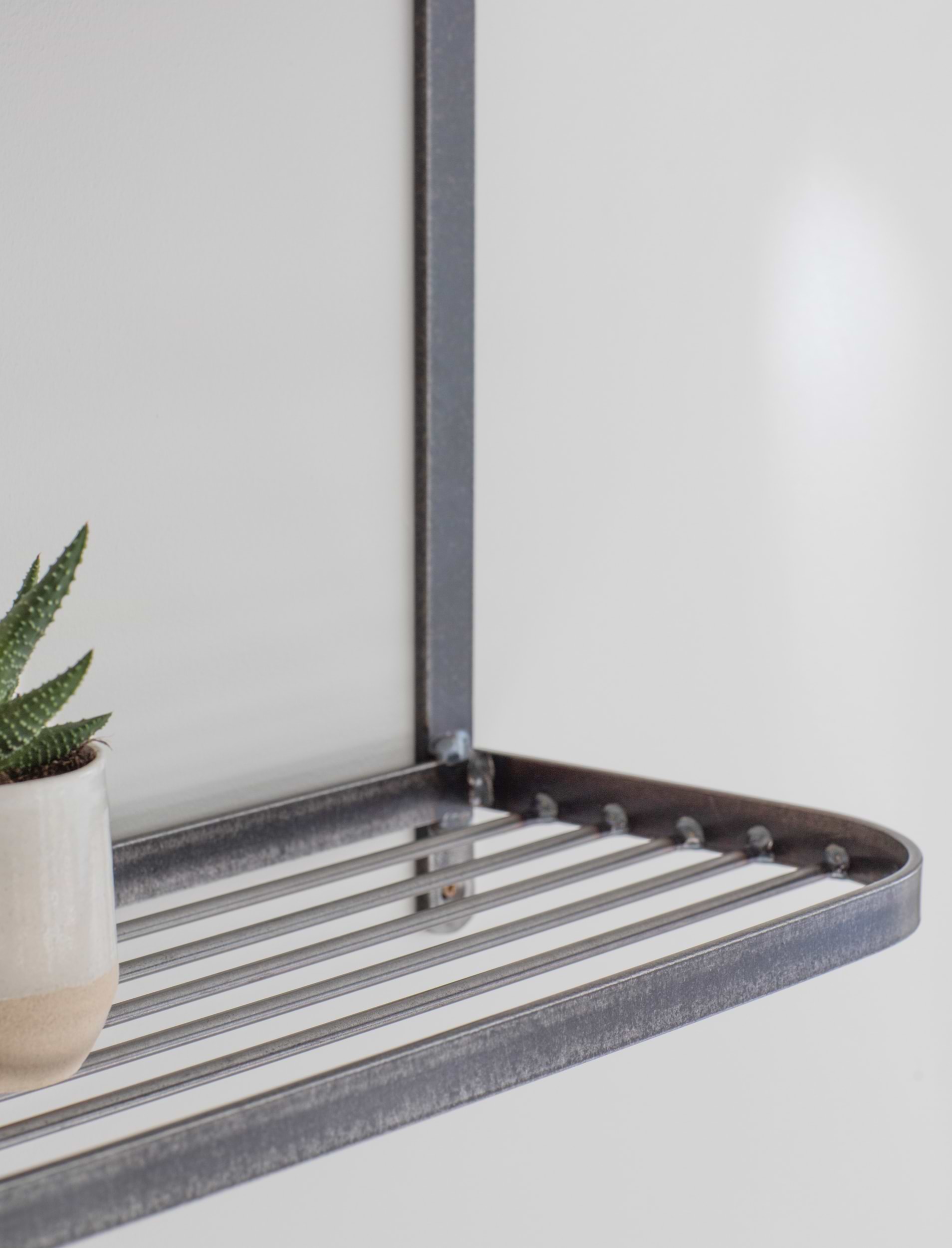 Farringdon Double Wall Shelf - Raw Metal, Dark Grey