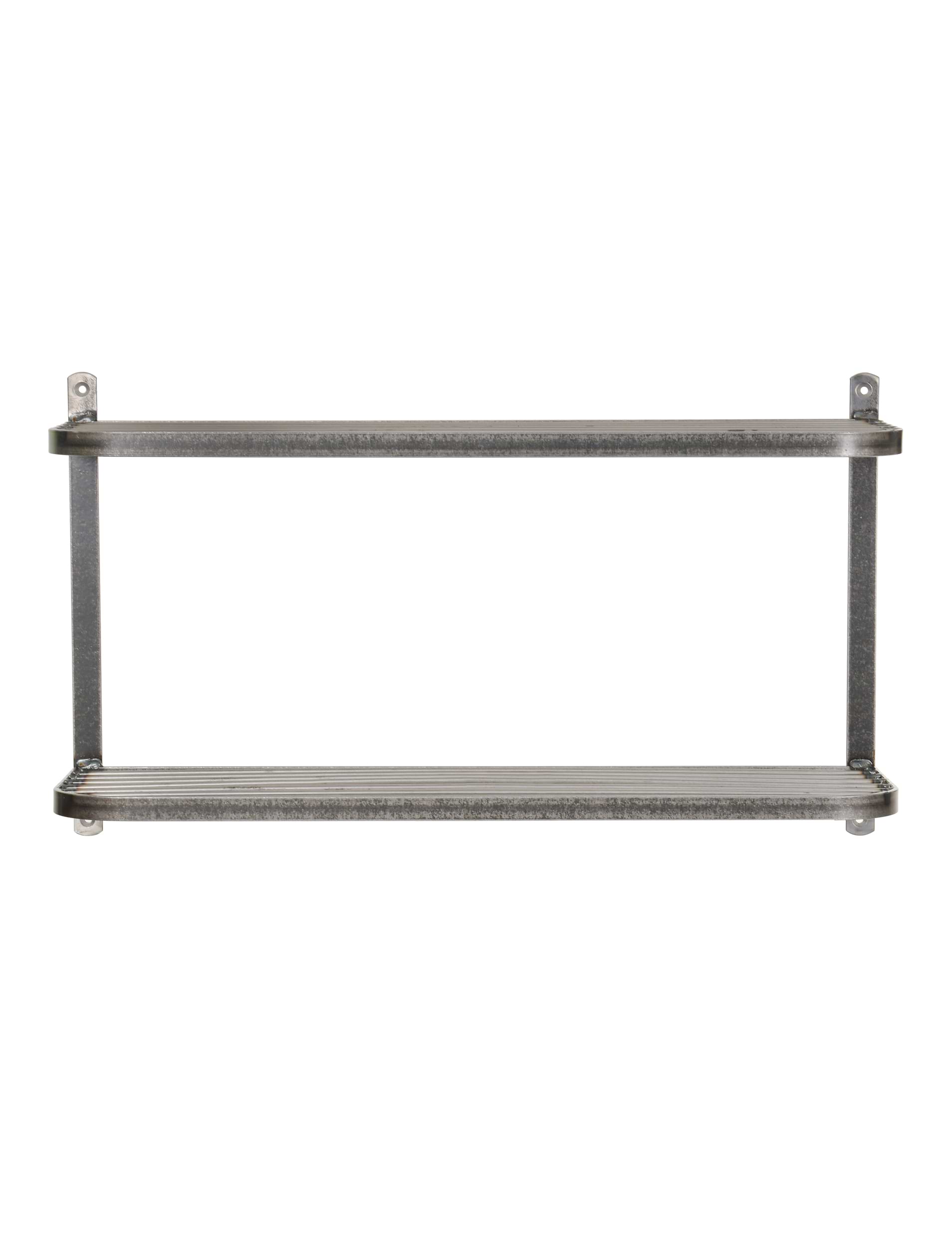 Farringdon Double Wall Shelf - Raw Metal, Dark Grey