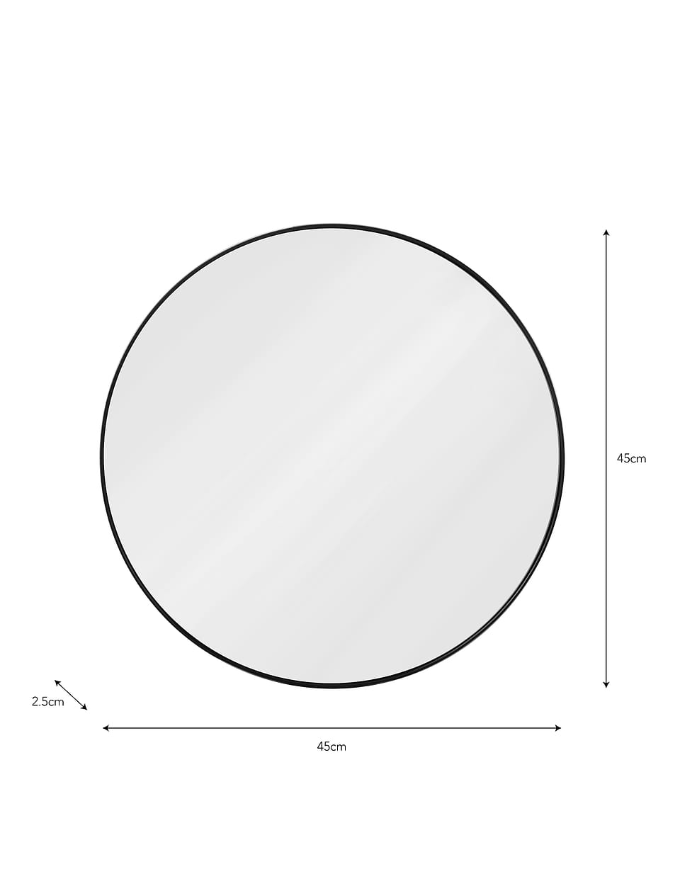 Cherington Round Wall Mirror 45cm - Steel, Black