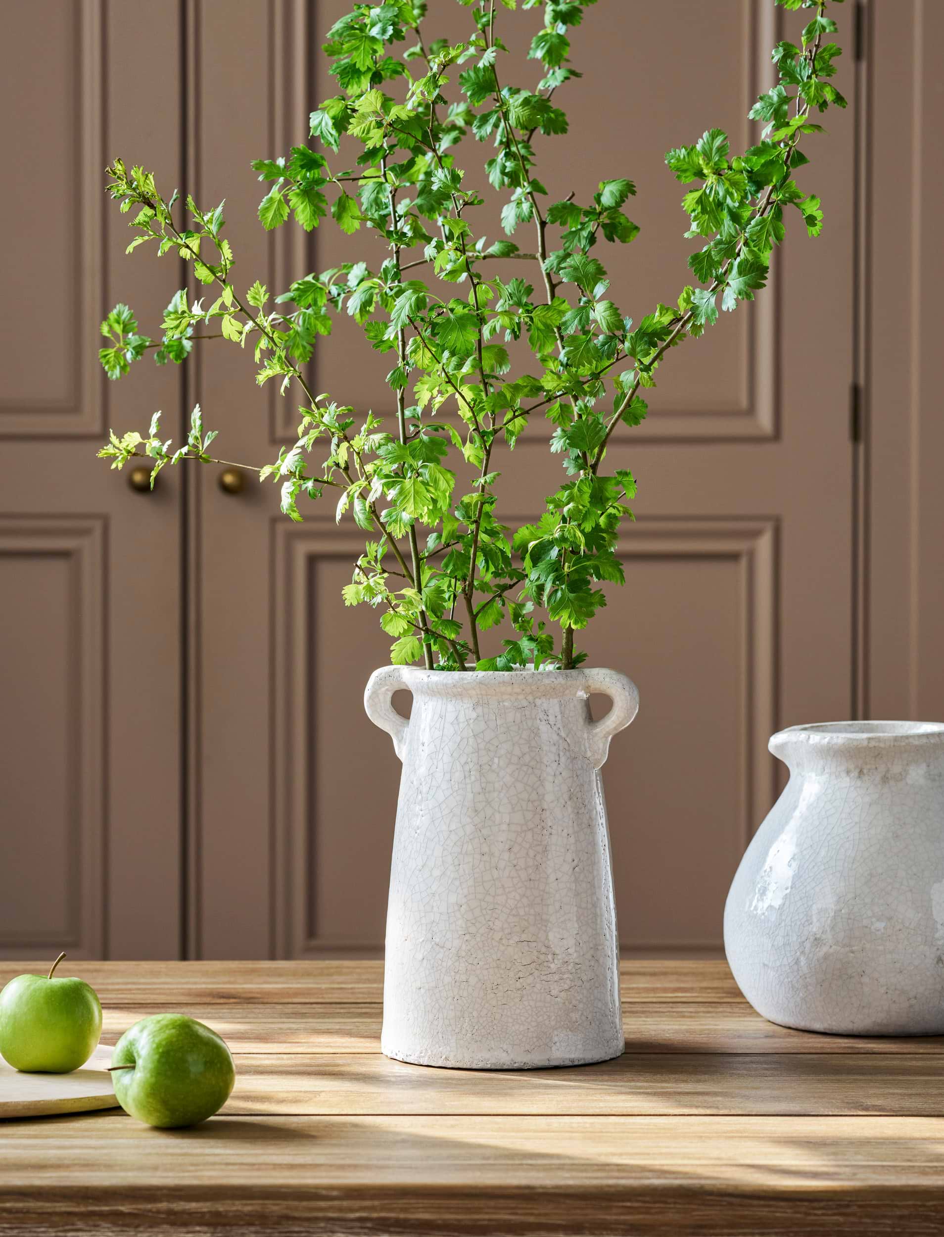 made in italy 花瓶 Ravello Vase - Stoneware, White, Small | Garden Trading