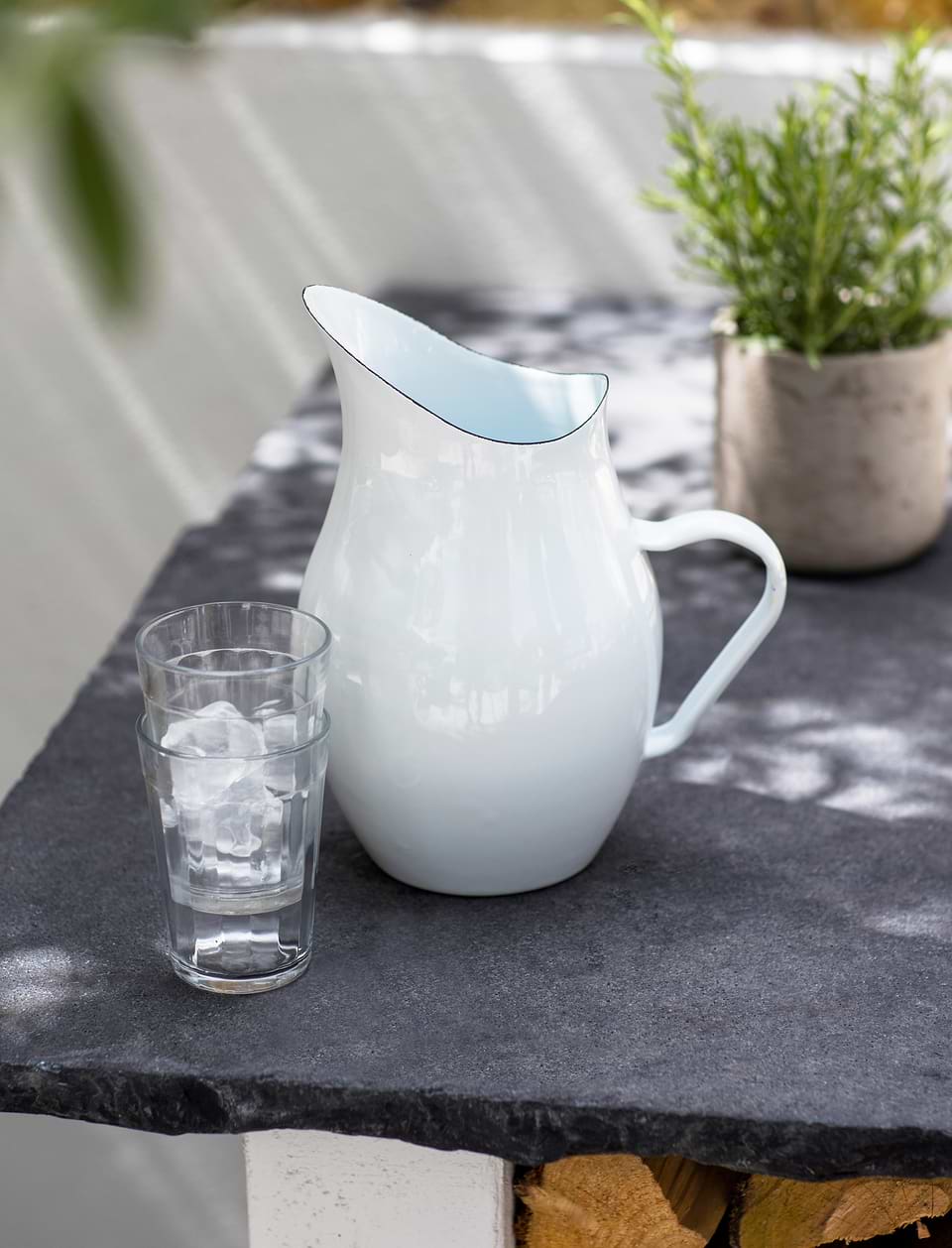 Enamel Water Pitcher White