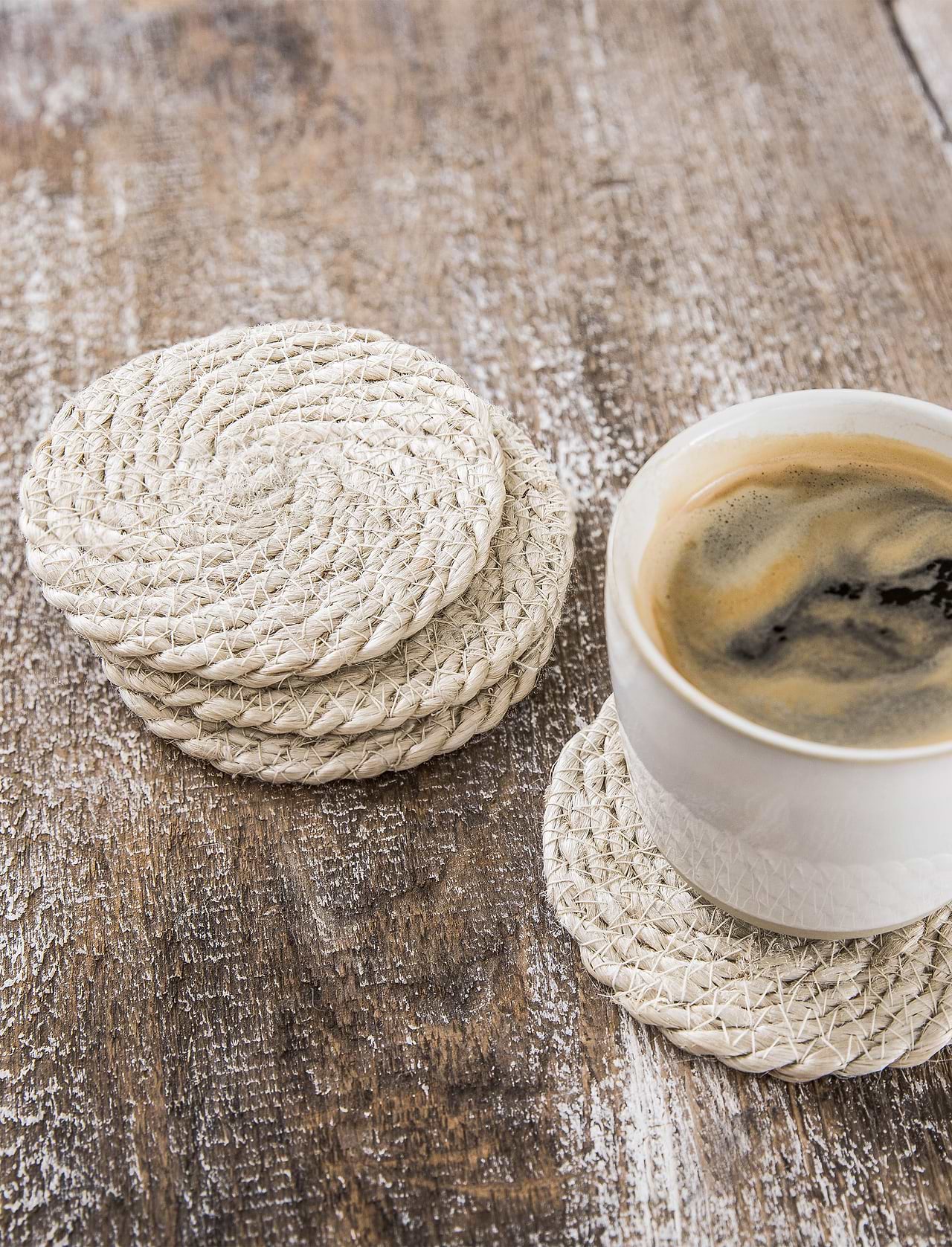 8PCS Cotton Coasters Set, 4.3 Inch Absorbent Boho Woven