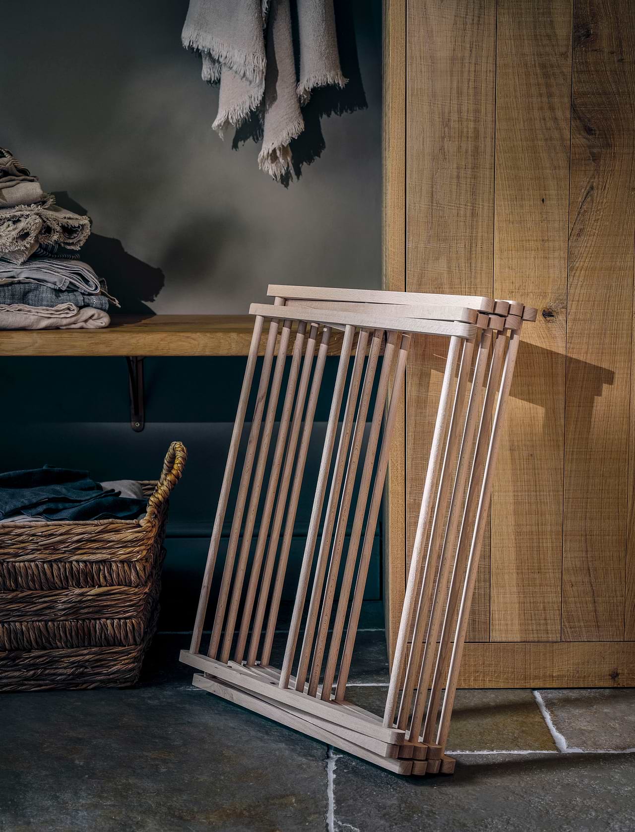 Classic Folding Wooden Clothes Horse Natural Garden Trading