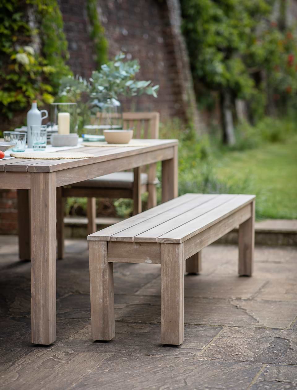 Porthallow Bench - Acacia Wood, Natural | Garden Trading