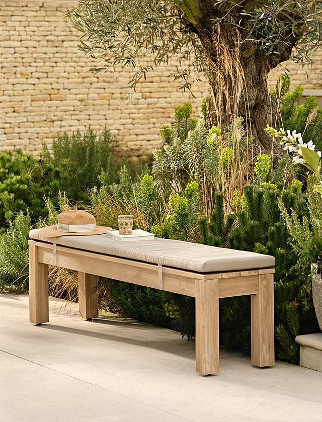Porthallow Bench - Acacia Wood, Natural | Garden Trading