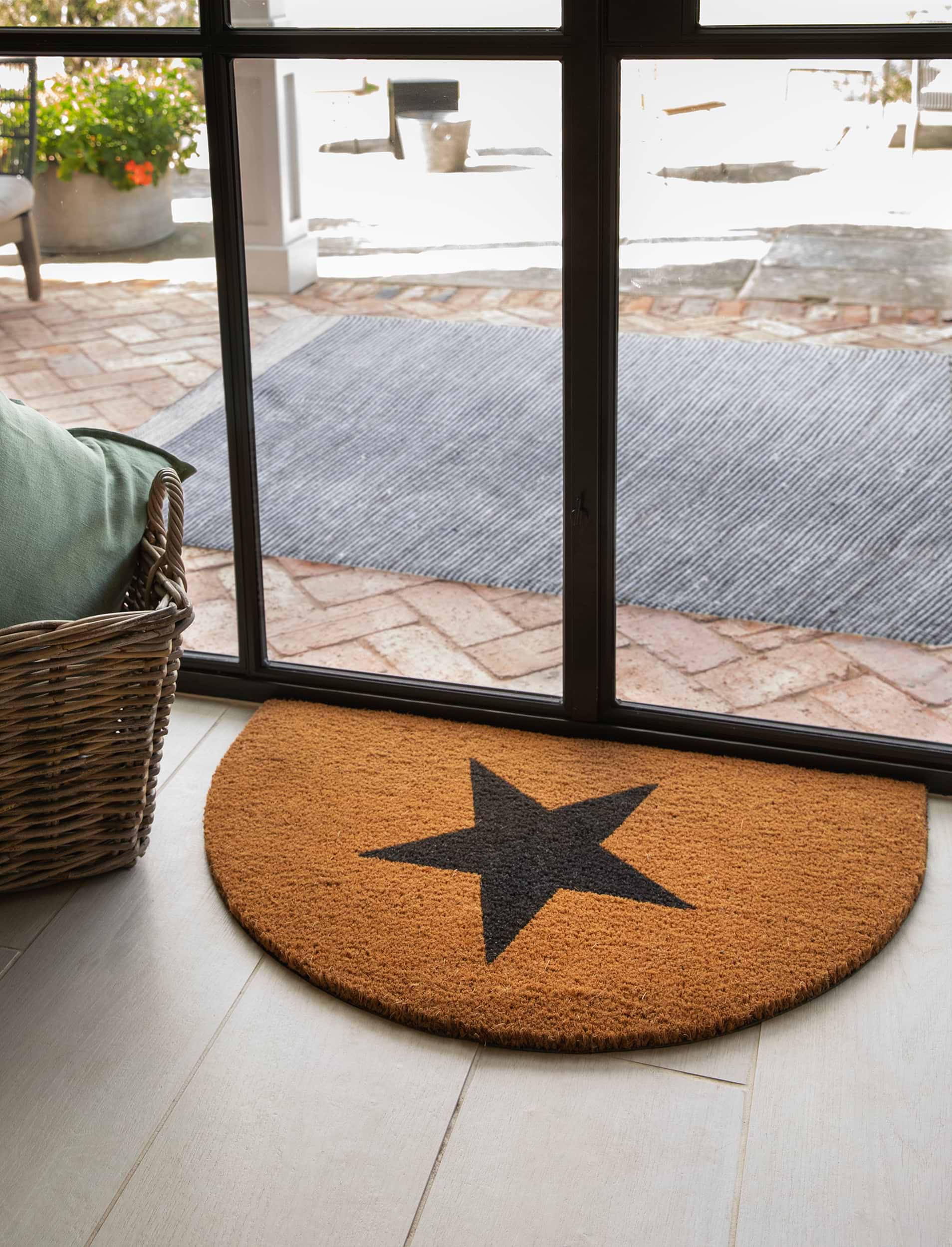 Door Mat for Bedroom Decor, Summer Fruit Theme Lemon Pattern Flo 並行輸入品 Star Half Moon Doormat Natural | Garden Trading