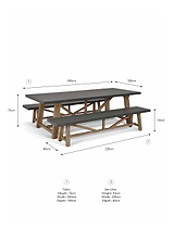 Chilford Table & Bench Set - Acacia Wood & Polystone, Grey, La