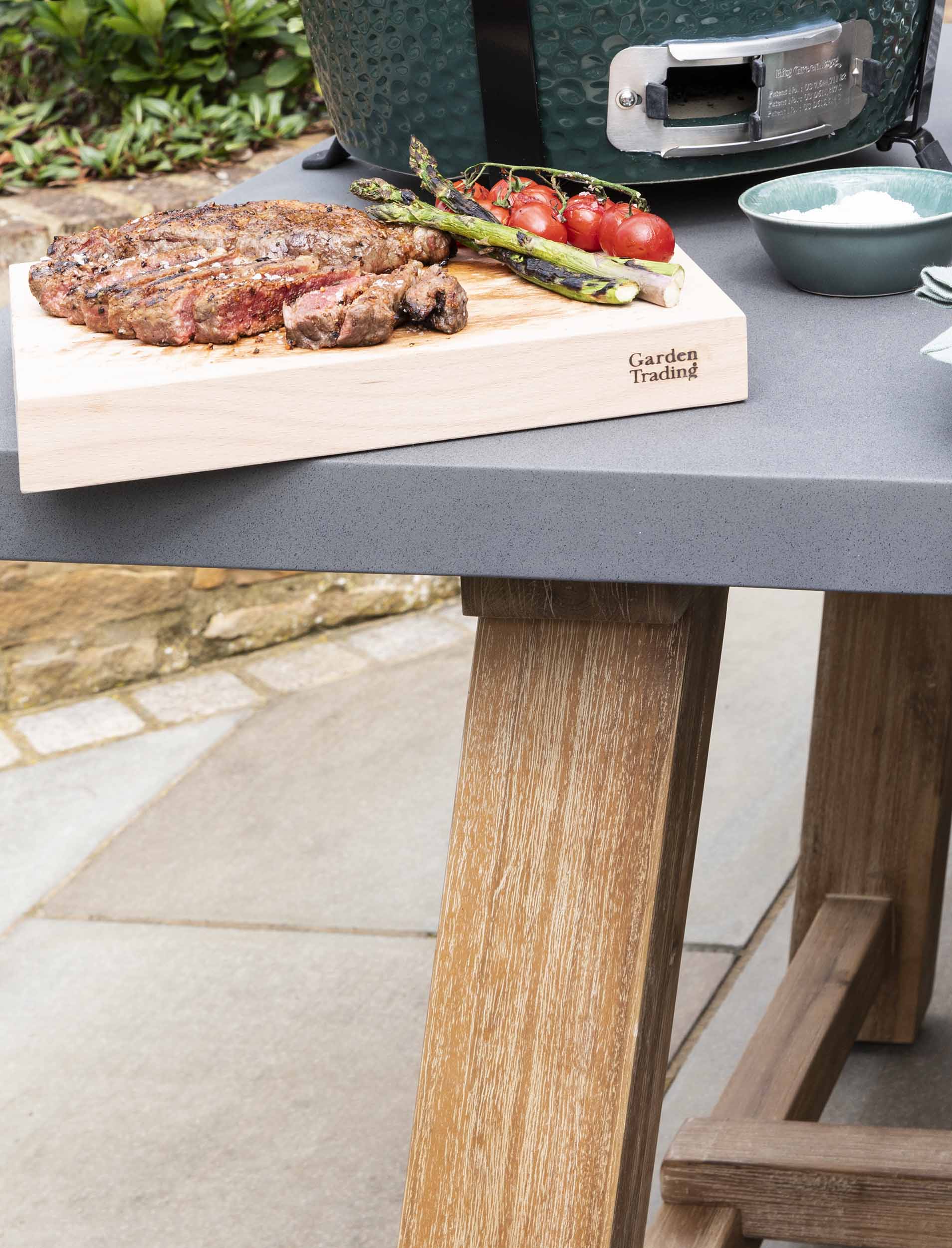 Chilford Table & Bench Set - Acacia Wood & Polystone, Grey, La