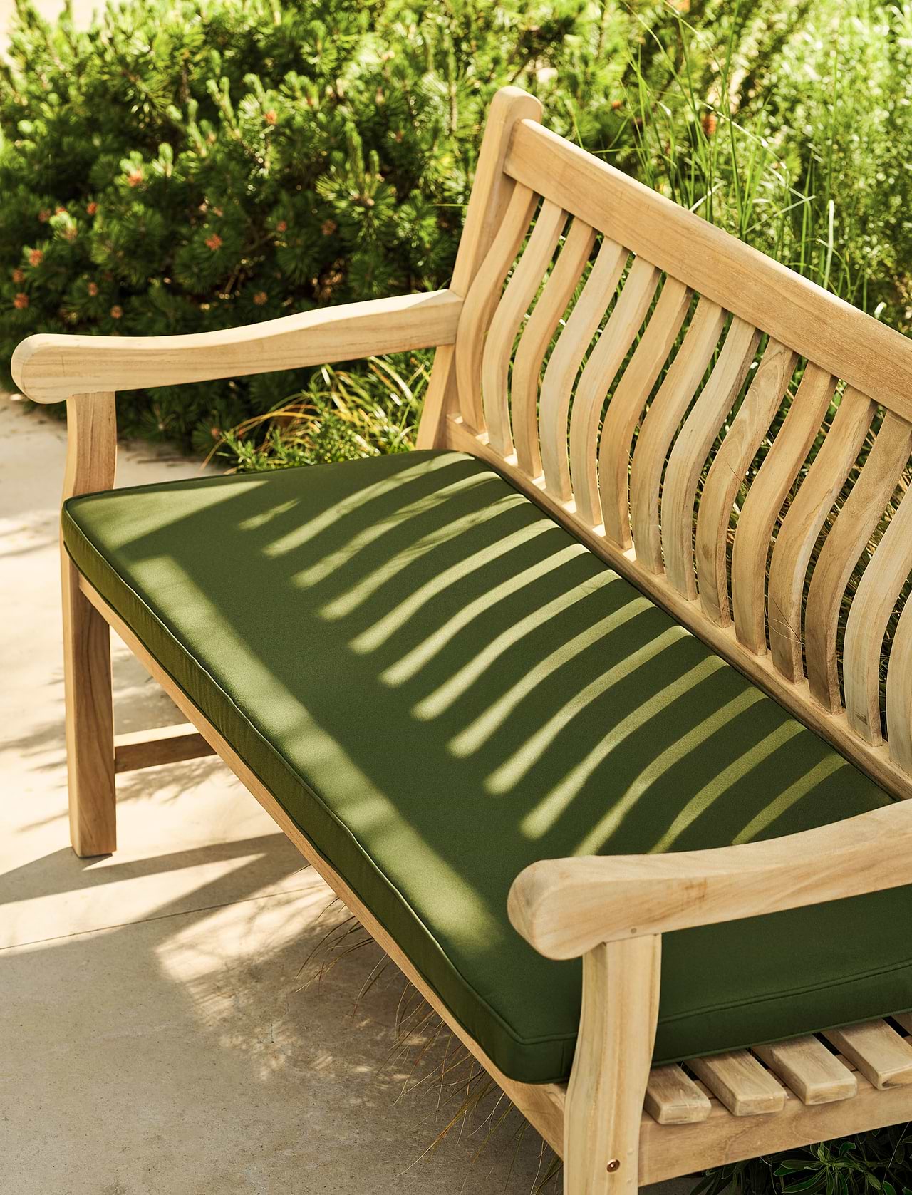 Teak Bench With Cushion Bench Cushion 150cm Green Garden
