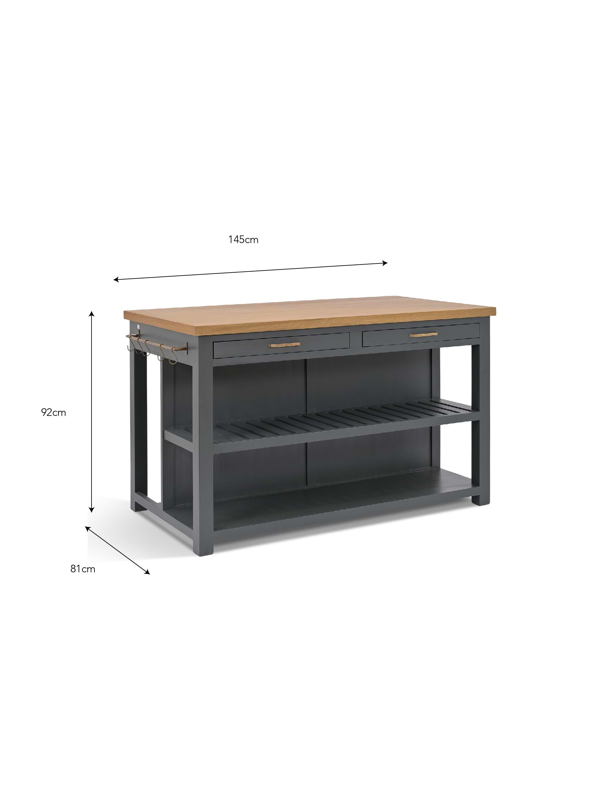 Walcote Kitchen Island - Bayur Wood, Forest Green