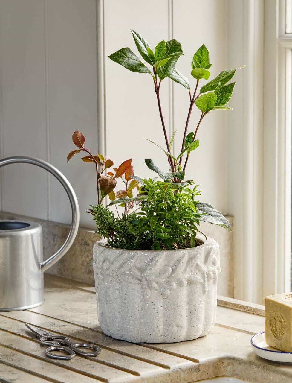 SRLSTRAIGHTTYPE PLANT POT-Lvaliemカタチ製作所 Cetara Pot 18cm - Stoneware, White | Garden Trading