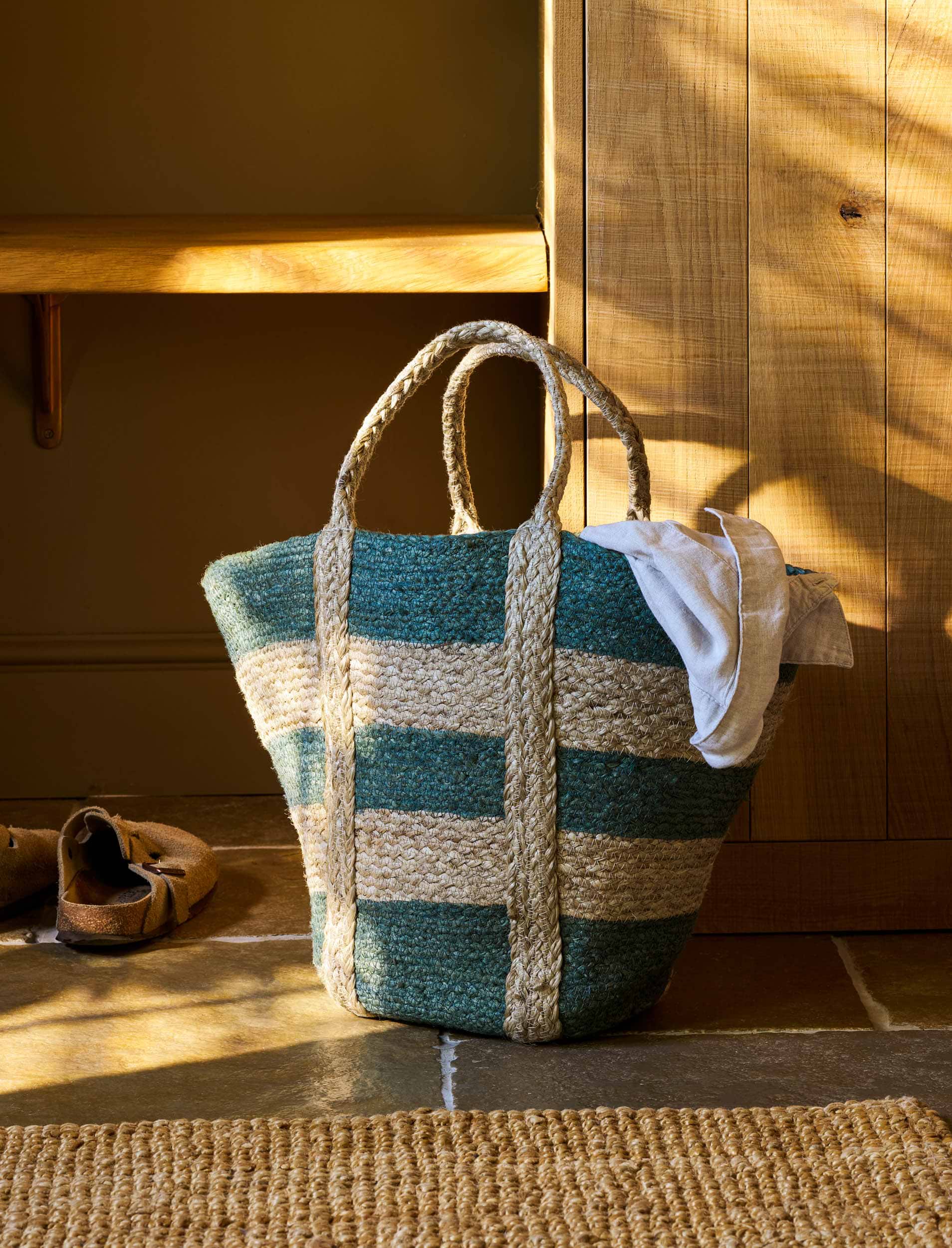 Foxcroft Market Bag - Jute, Rosemary Stripe | Garden Trading