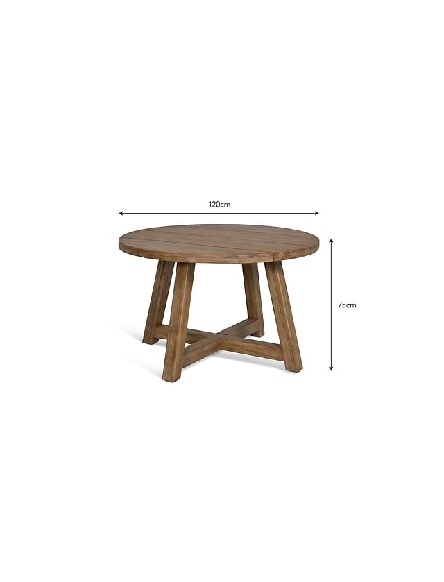 Chilford Solid Wood Round Dining Table Natural | Garden Trading