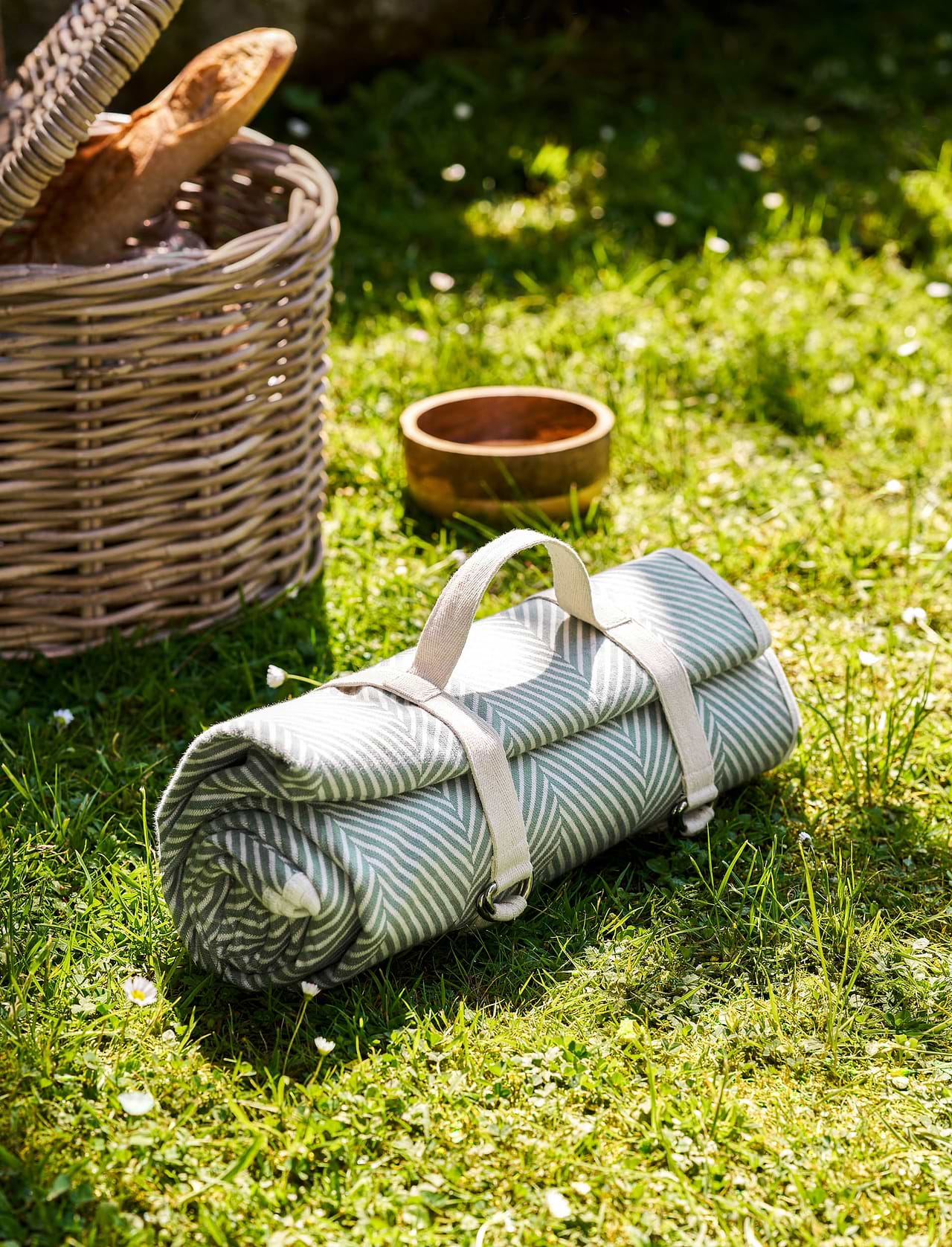 Tubney Herringbone Picnic Blanket Rosemary Garden Trading