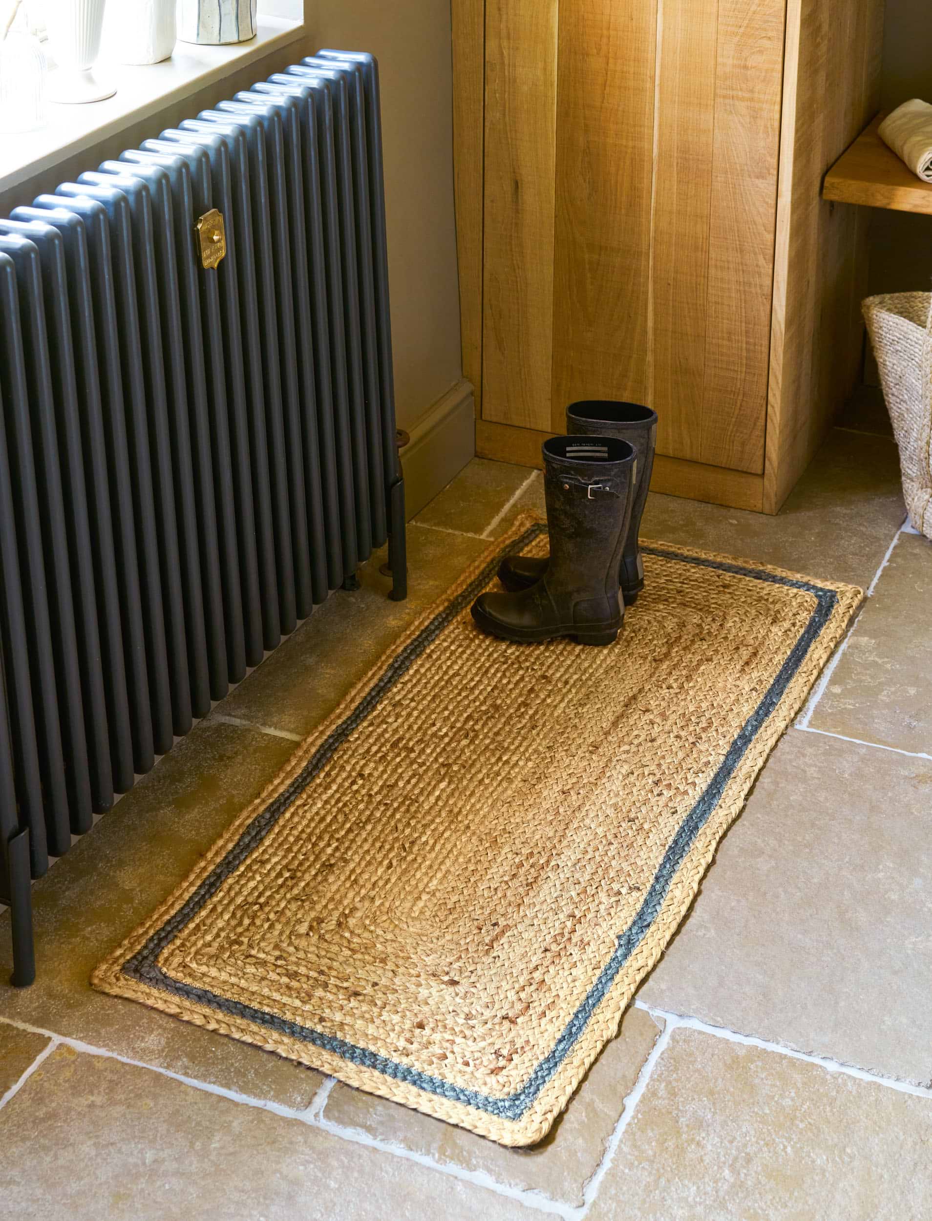 Doormat Sambourne - Jute, Cove Blue, Double | Garden Trading