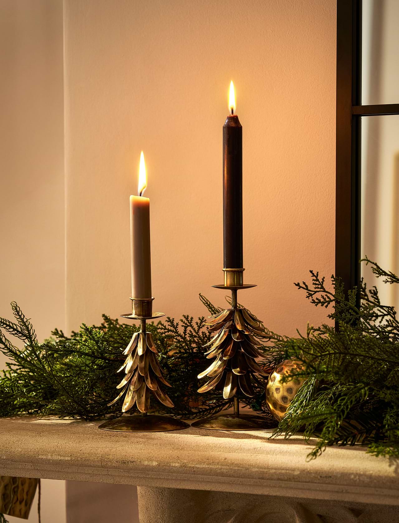 Cromwell Christmas Tree Candle Holder Antique Brass Large