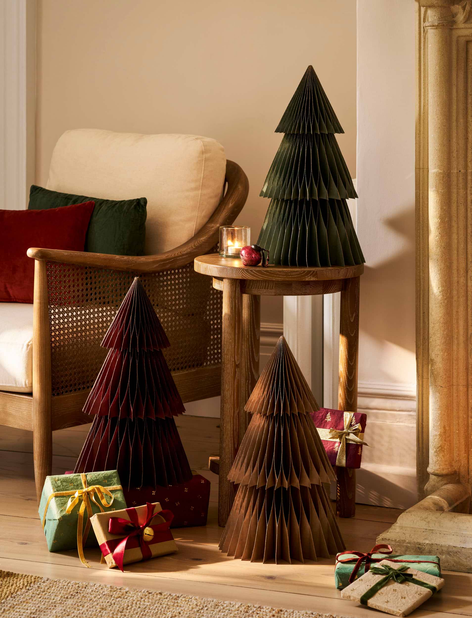 Maddox Christmas Tree - Cotton Paper, Rosemary & Gold, Large