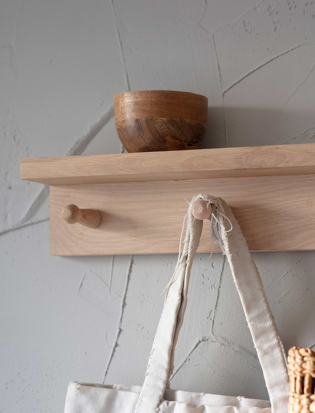 Towel Rack Wooden Peg Holder Floating Shelf Wooden Peg Rail