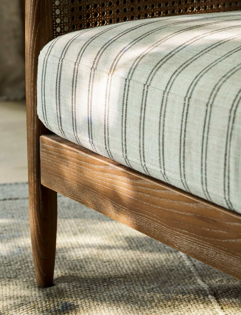 Templecombe Rattan Armchair - Ash Wood, Carbon Stripe