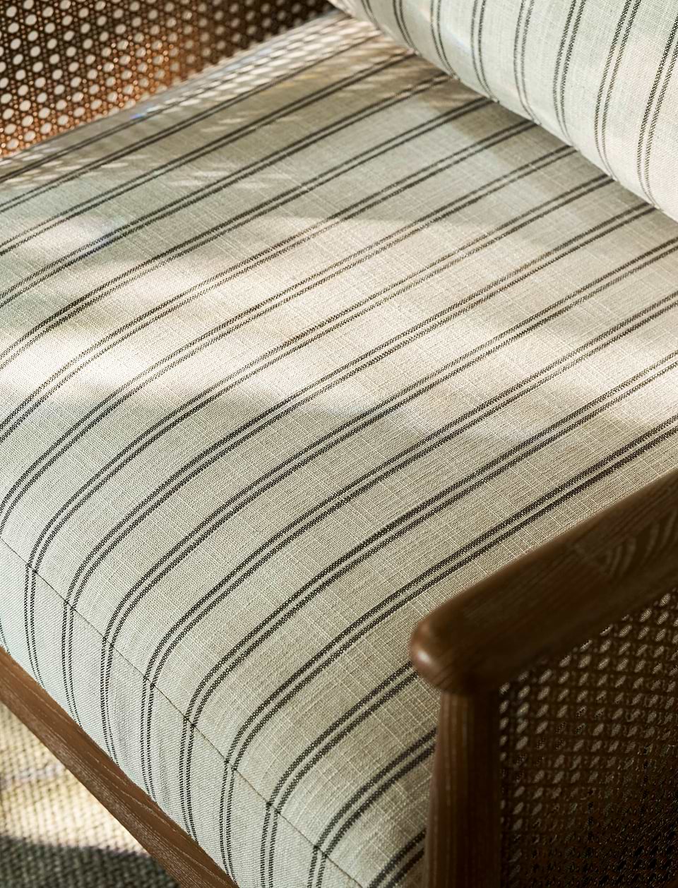 Templecombe Rattan Armchair - Ash Wood, Carbon Stripe