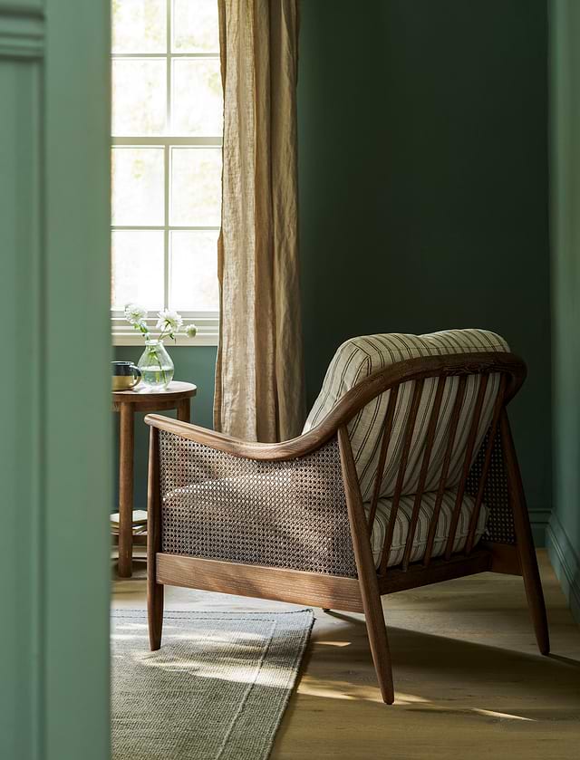 Templecombe Rattan Armchair - Ash Wood, Carbon Stripe