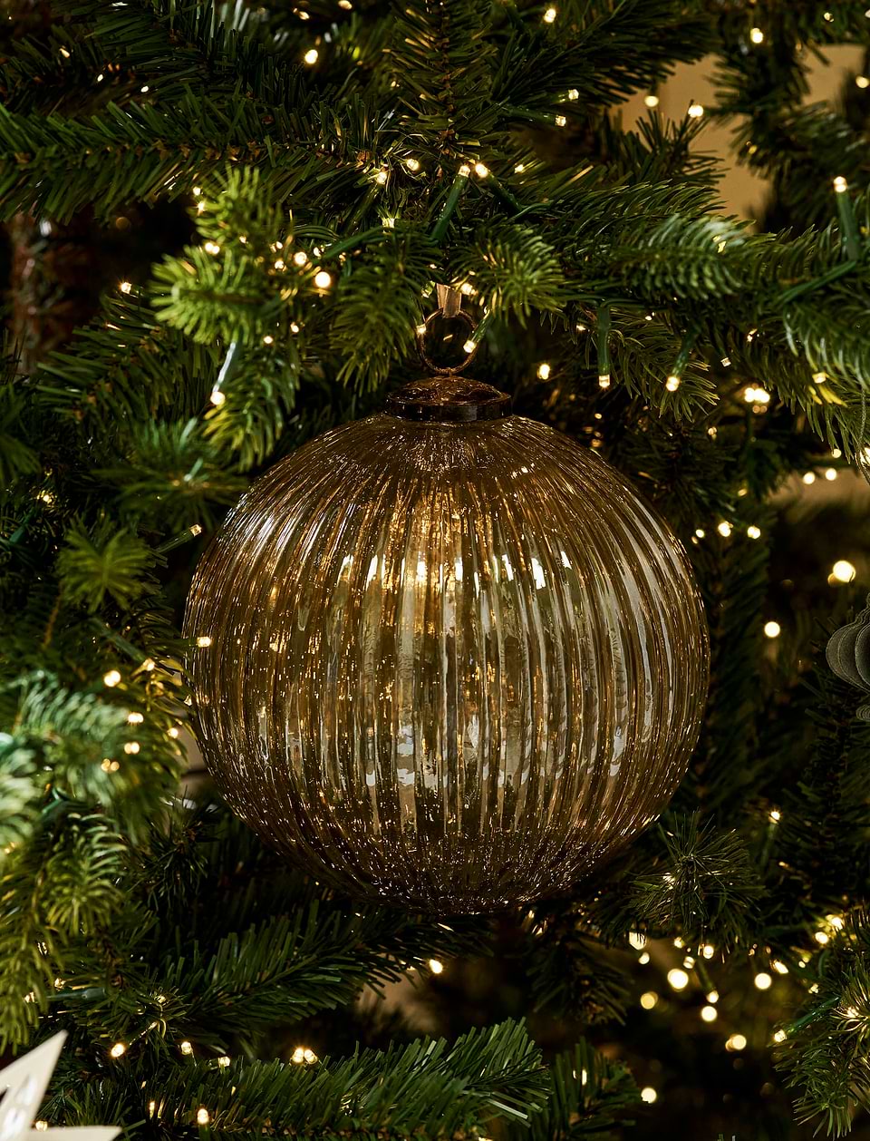 Murrine Christmas Bauble - Recycled Glass, Smoke, Large