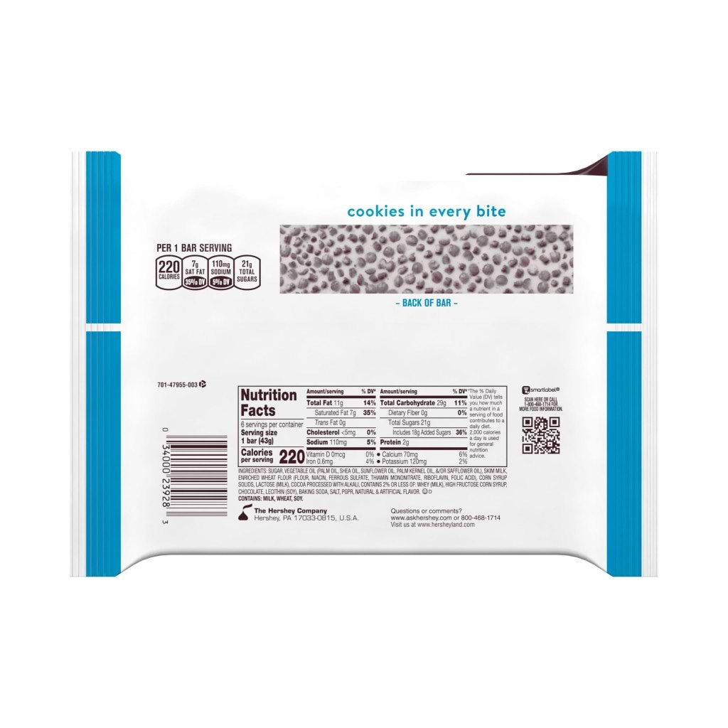 Hershey's Cookies Chocolate 6 Units 263g - HERSHEYS - Duty Free