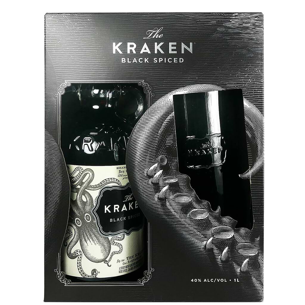 The Kraken Black Spiced Rum 40% 1L+ Glass - THE KRAKEN - Duty Free