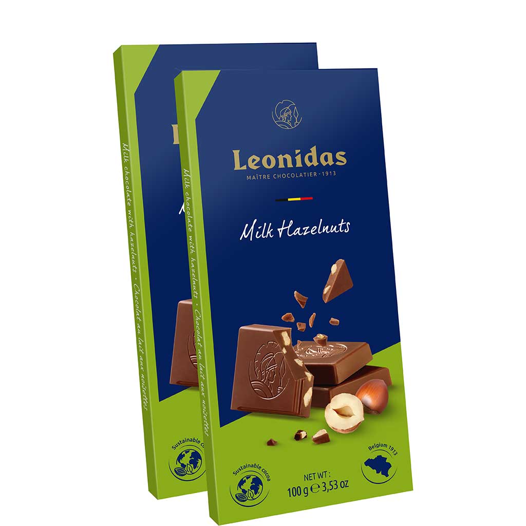 Leonidas Set Tablet Milk Hazelnut 100gx2 - LEONIDAS - Duty Free