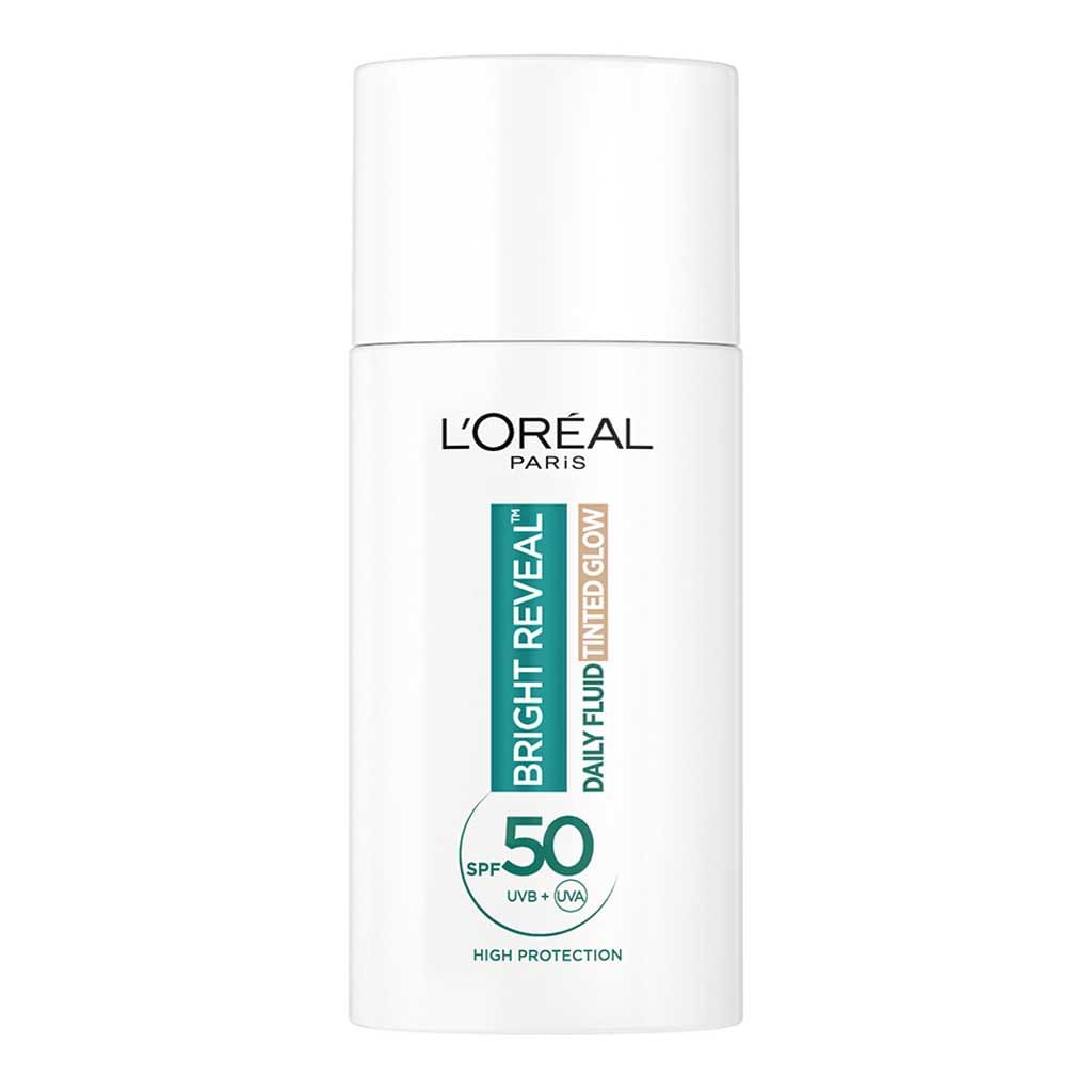 Loreal Paris Bright Reveal Daily Fluid Tinted Glow Sunscreen Spf50+ 50ml - LOREAL PARIS - Duty Free
