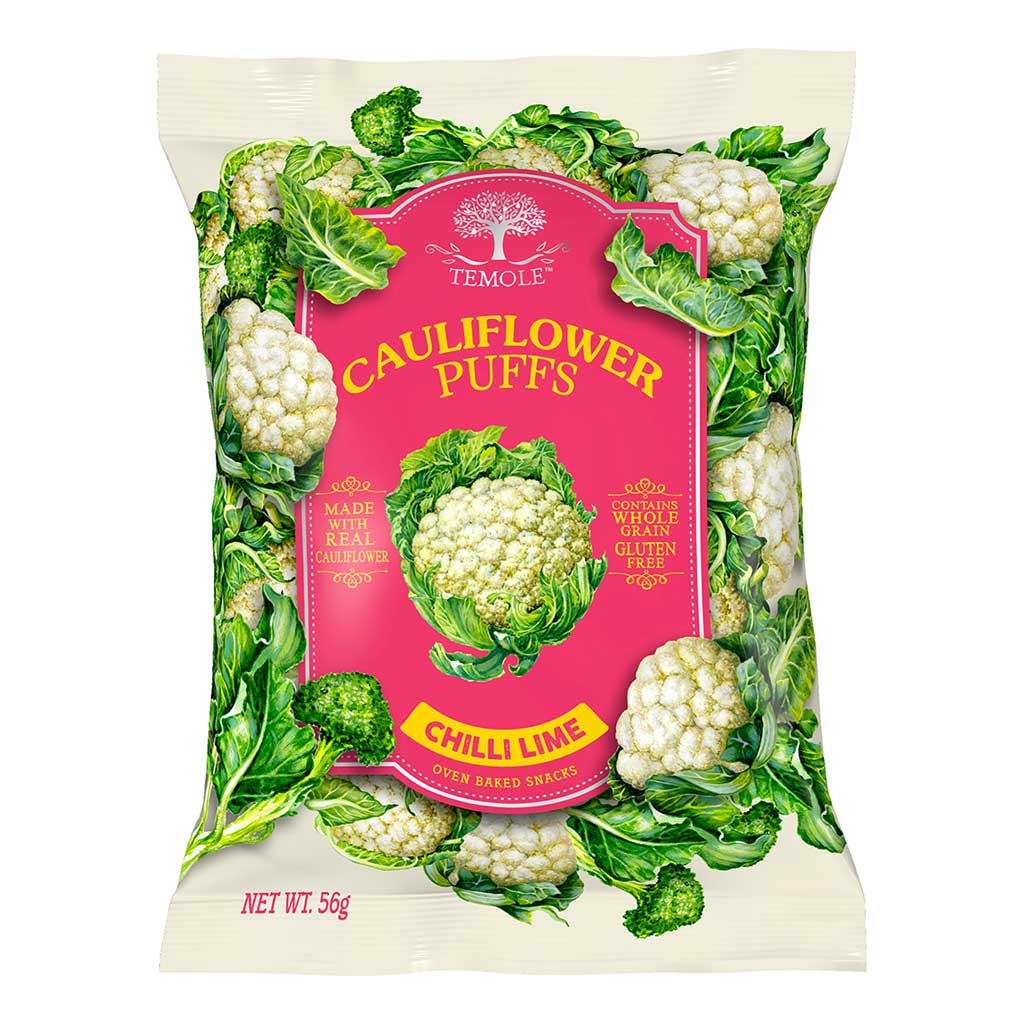 Temole Baked Cauliflower Snack Puffs Chili &amp; Lime 56g - TEMOLE - Duty Free
