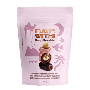 Dates Stuffed With Hazelnuts And Coated With Ruby Chocolate 220g - DATE WITH - Duty Free Dates Stuffed With Hazelnuts And Coated With Ruby Chocolate 220g - DATE WITH - Duty Free