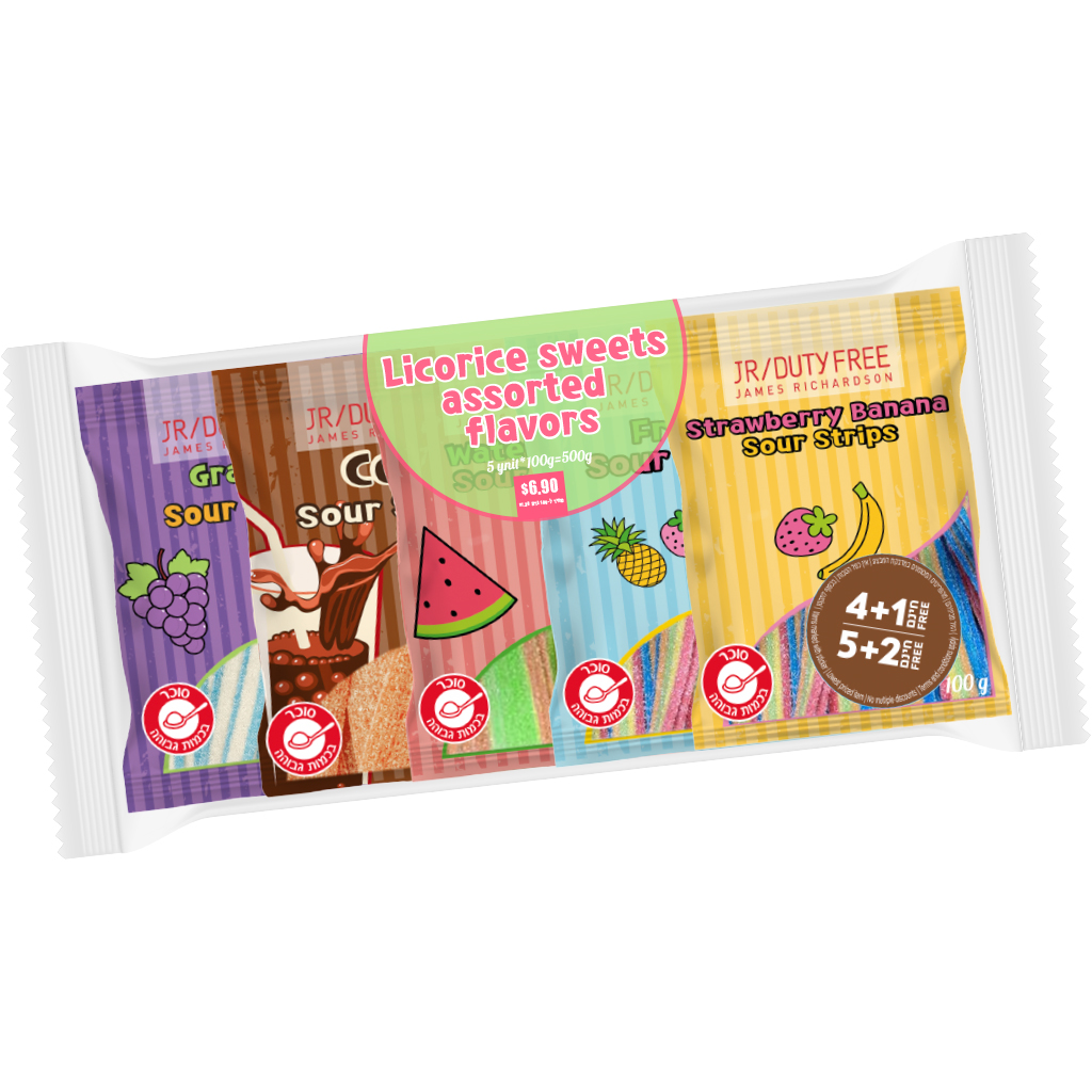 Jr Licorice Sweets Assorted Flavors 5x100g - JR - Duty Free