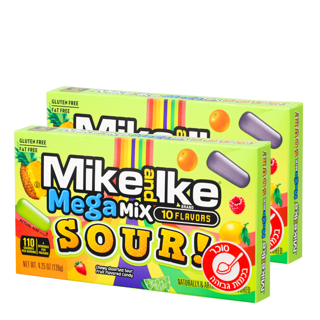 Mike &amp; Ike Mega Mix Sour 2x120g - MIKE AND IKE - Duty Free