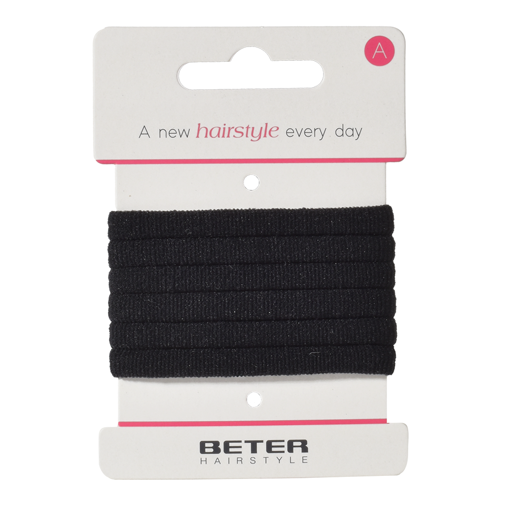 Elastics Hair Tie In Black Color 6 Pcs - BETER - Duty Free