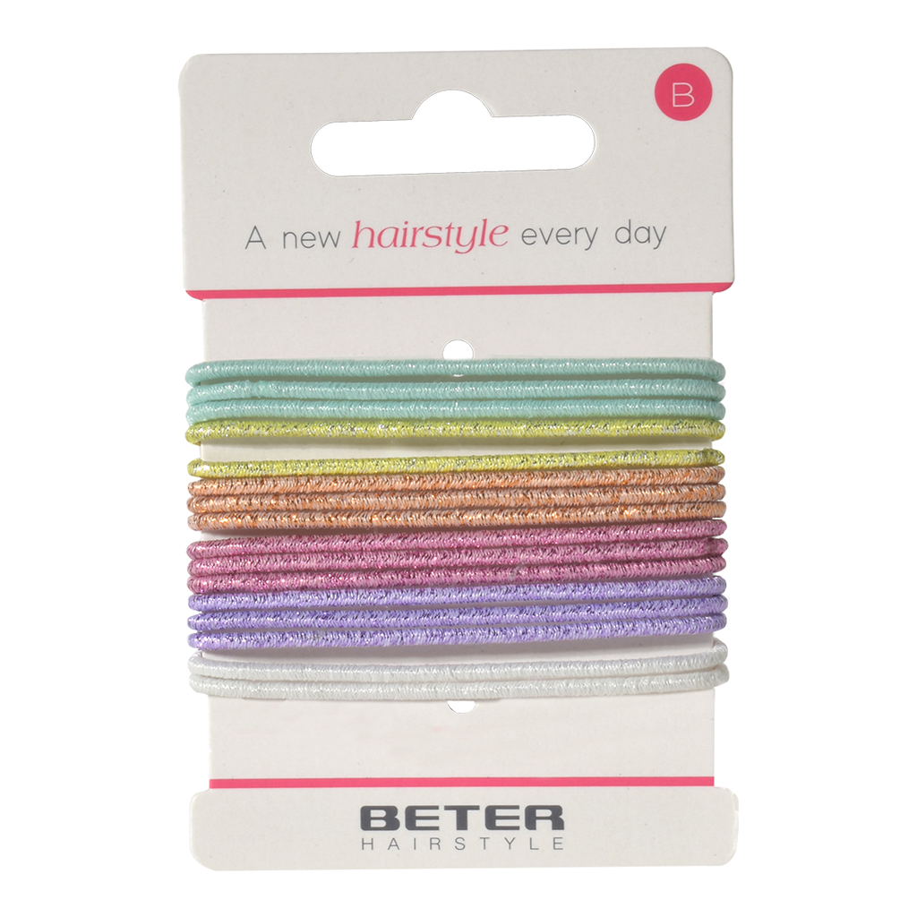 Beter Elastic Glitter Ponytailer 16 Units - 3 Shades) - BETER - Duty Free