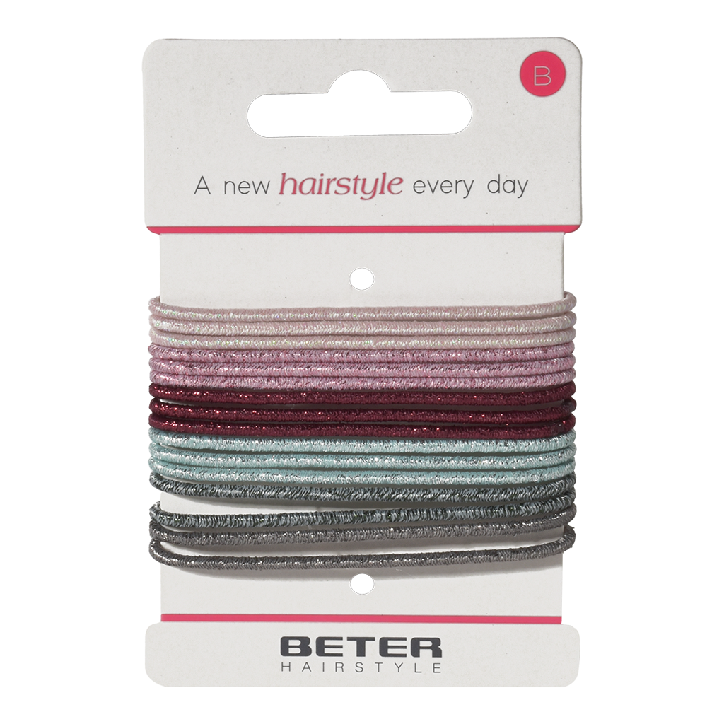 Beter Elastic Glitter Ponytailer 16 Units - 3 Shades) - BETER - Duty Free