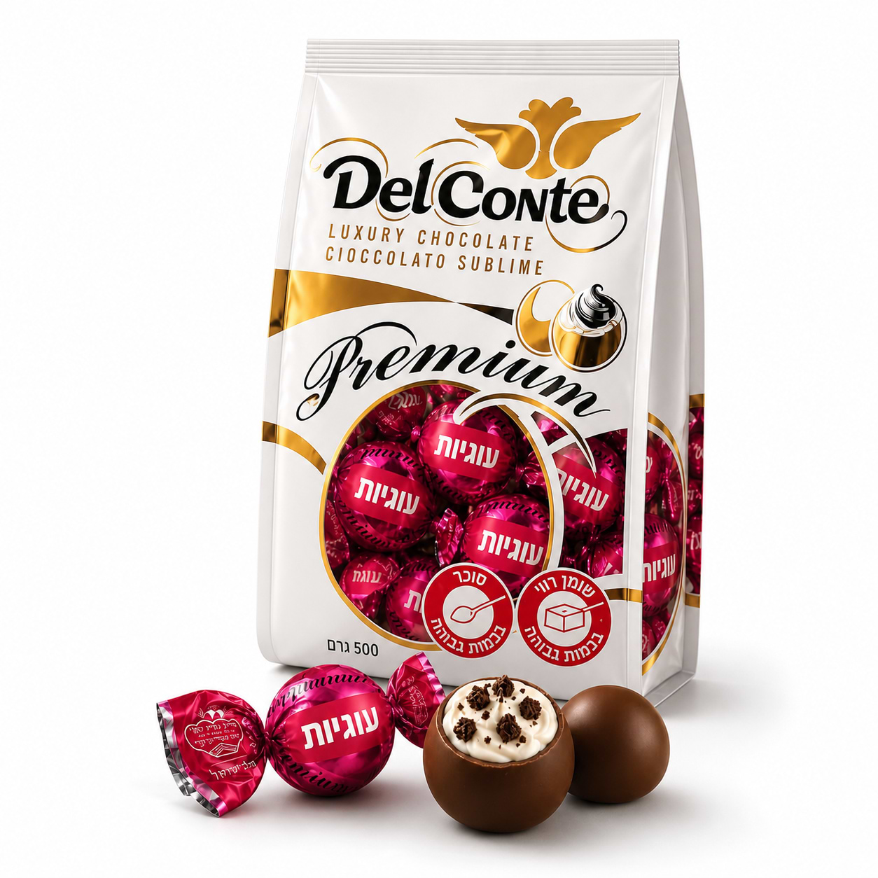 Delconte Milk Chocolate Pralines With Cocoa Biscuits 500g - DELCONTE - Duty Free