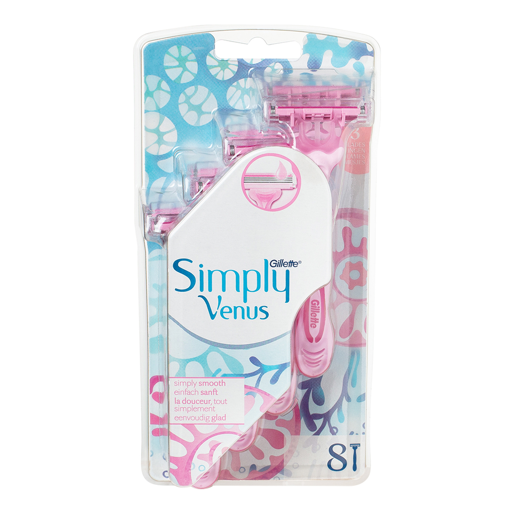 Venus Simply Disposable Razors, 3 Blades, 8 Units - VENUS - Duty Free