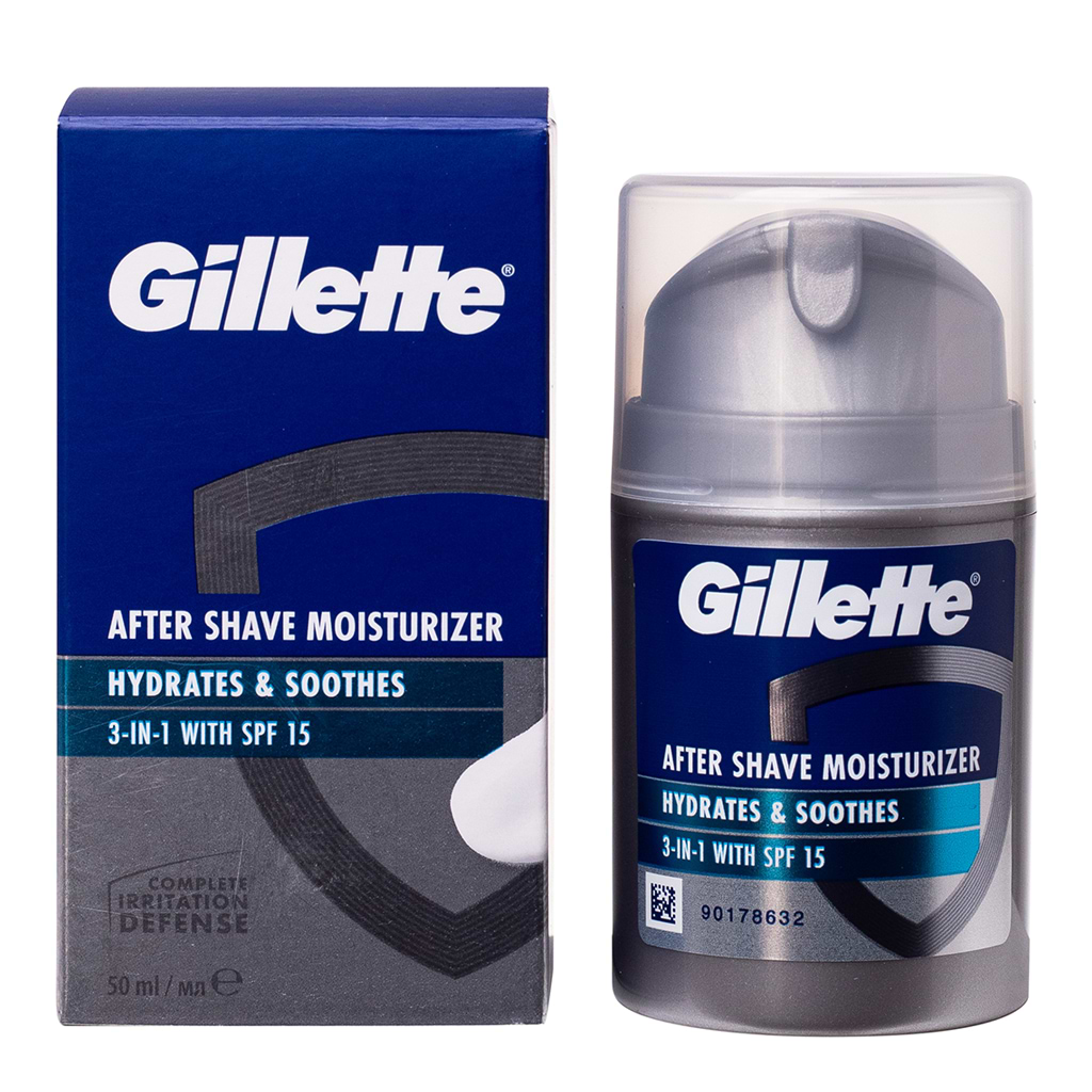 Gillette 3-in-1 Hydrating After Shave with Spf15 50ml - GILLETTE - Duty Free