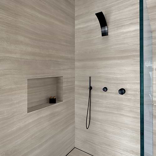 Biotech Wood Stone Matte Porcelain Slab Shower