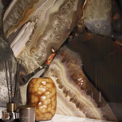 Tele Di Marmi Preciosa Agata Brown Polished Porcelain Slab - Room Scene 2