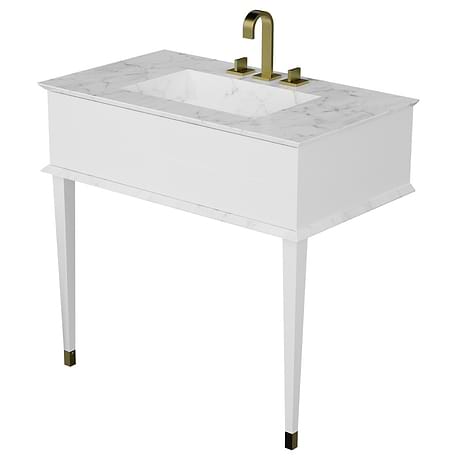 Classic 36" White Gloss & Gold Vanity 
